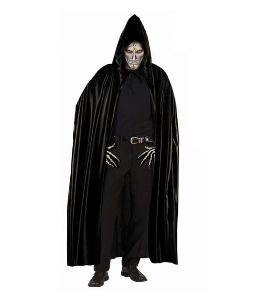 Svart cape with huva