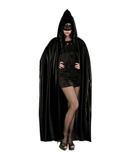 Svart cape with huva
