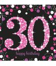 Flotte pink servietter til 30 års fødselsdag.