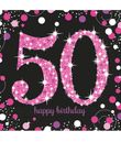 Flotte pink servietter til 50 års fødselsdag.
