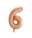 Rose gold folie tal ballon med tallet 6.
