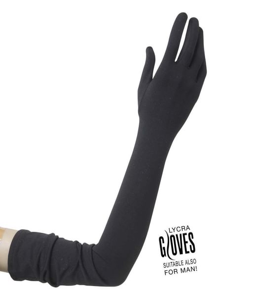 Sorte lange handsker til kostume.