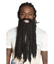 Langt sort fuldskæg i dreadlocks