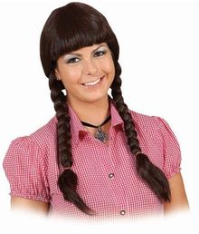 Brun Heidi paryk med fletninger til Oktoberfest udklædningen. Brun Heidi paryk med fletninger til Oktoberfest udklædningen.