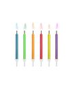 6 stk. lys til lagkagen i forskellige farver med farvet flamme