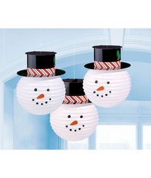 Snemænd papirlanterner 3 stk