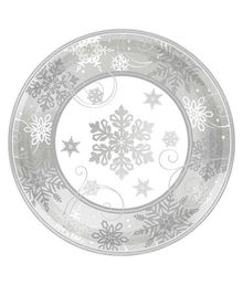 8 stk paptallerkner med sølv snefnug