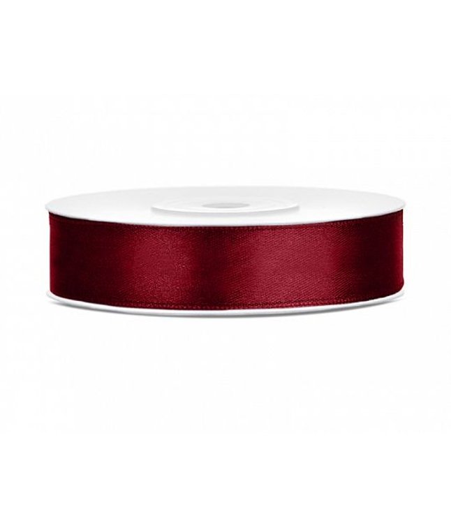 Dyb rød satinbånd 12mm x 25m