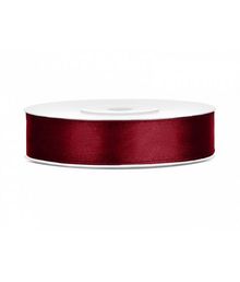 Dyb rød satinbånd 12mm x 25m