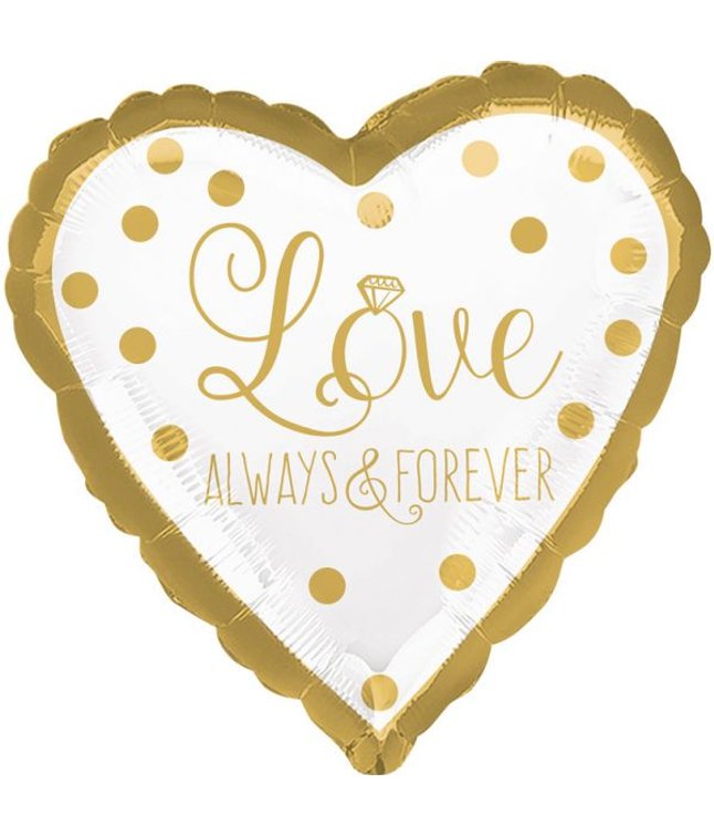 Folieballon hjerte Love always & forever 43 cm