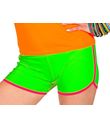 Neongrønne hotpants med pink bånd.