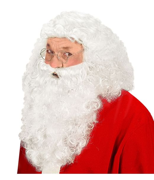 Julemandsparyk med skæg.