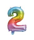 Regnbue folie tal ballon med tallet 2