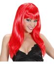 Flot langhåret rød paryk med pandehår.