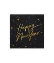 Sorte papirservietter med 'happy new year' i guld