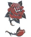 Flot kunstig tatovering af rød rose.