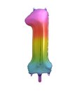 Regnbue folie tal ballon med tallet 1