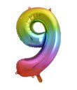 Regnbue folie tal ballon med tallet 9