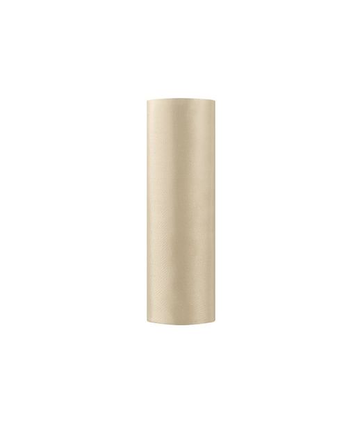 Beige satinstof på rulle, måler ca 0,16 x 9 m
