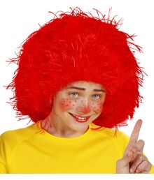 Flot rød klovneparyk til børn.