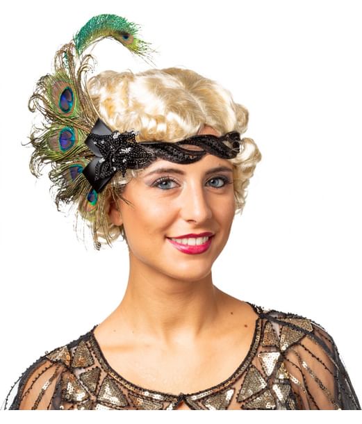 Pandebånd med påfuglefjer til 1950 Charleston udklædningen.