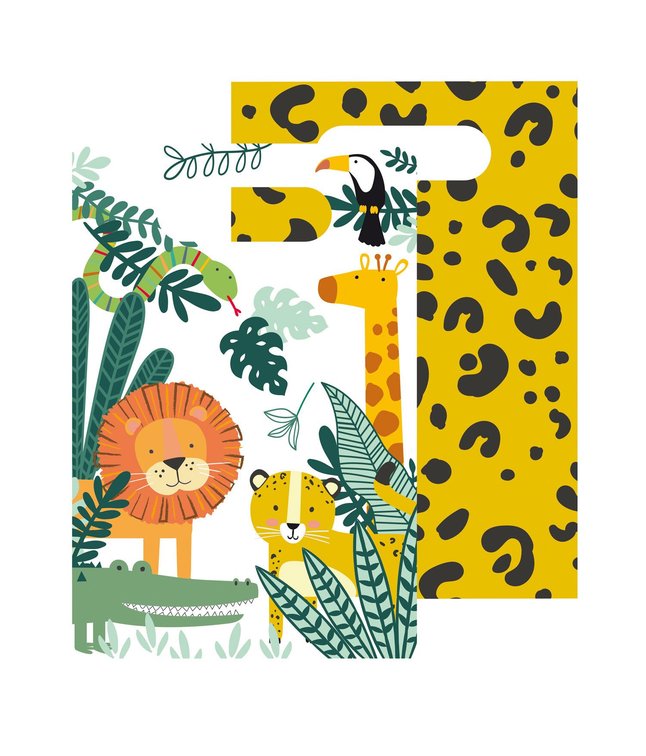 8 stk. party poser i papir, med vilde dyr