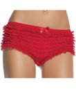 Vackra röda hotpants med volanger.