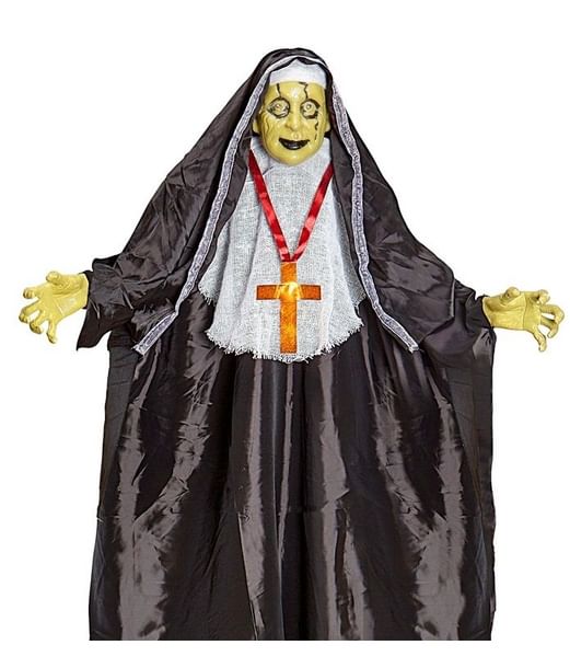 Hængende uhyggelig Nonne med blinkende røde øjne.