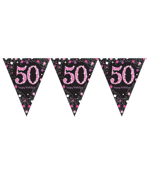 Pink guirlande til 50 års fødselsdag