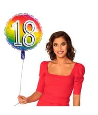 Flot regnbue folieballon til 18 års fødselsdagen. 