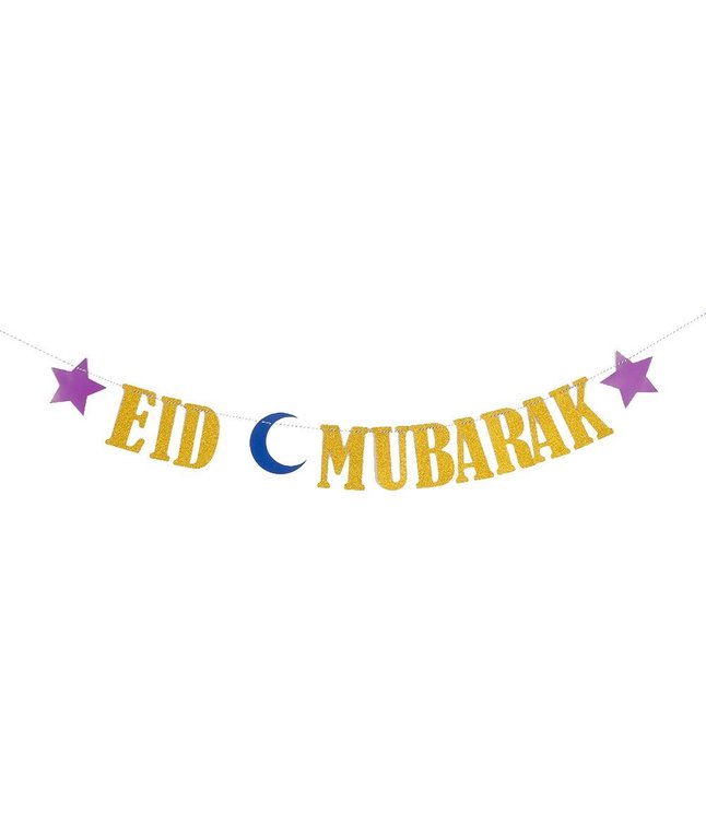 Flot Eid Mubarak banner med glimmer.