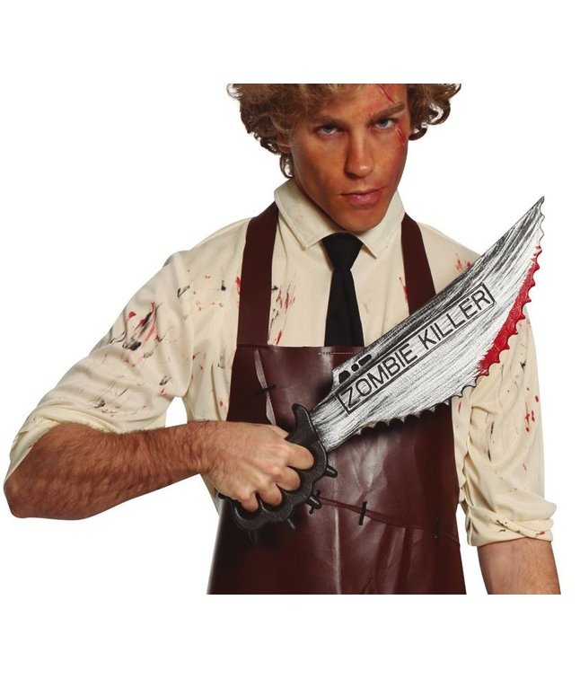 Blodig takket Zombie dræber kniv i plastik.