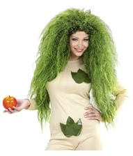 Stor grøn hekseparyk med vildt hår.
