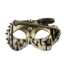 Steampunk halvmaske med tandhjul og slanger. 