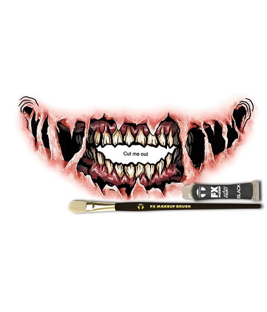 Rådden mund tatovering med sminke.