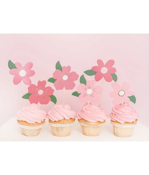 Flotte blomster cupcake pynt