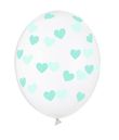 Klare balloner m Mint hjerter 6 stk