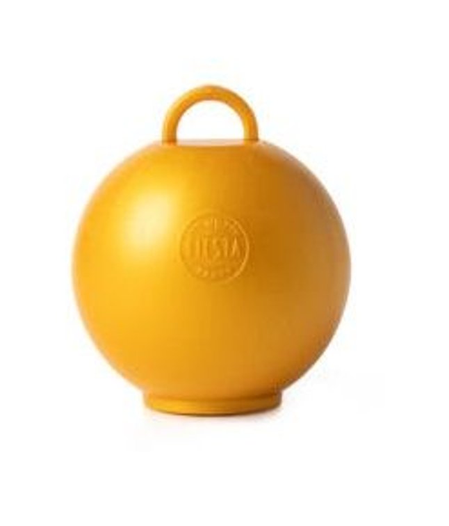 Guldfärgad rund ballongvikt.