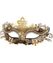 Sort og guld halvmaske med sten