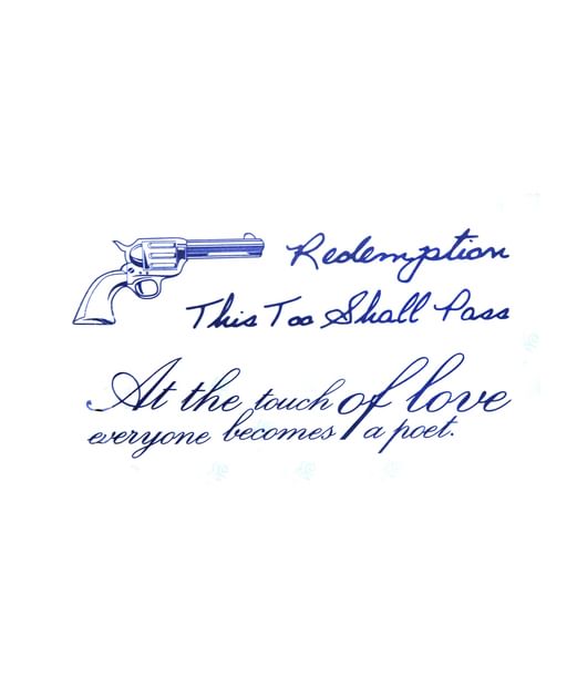 Revolver og citat tattoo 
