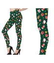 Grønne leggings julemotiv 38-40 M