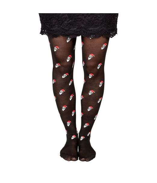 Strømpebukser med julemænd sort