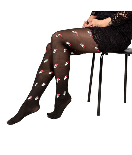 Strømpebukser med julemænd sort