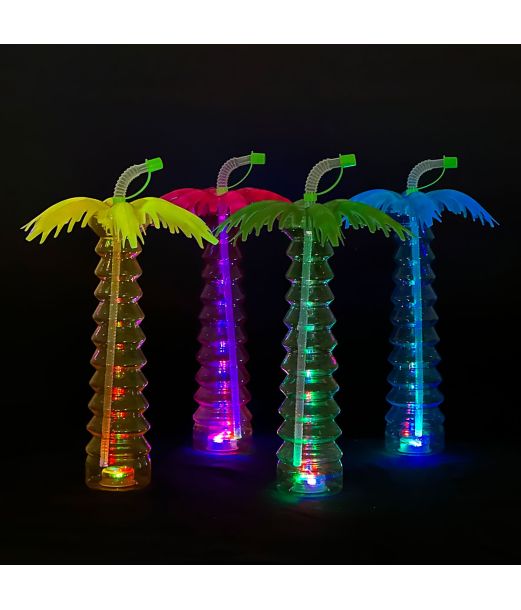 Palme sommeflaske m. sugerør og LED lys 