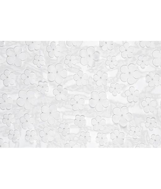 Bordløber hvid tyl med blomster 26cm x 5m