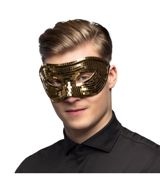 Disco guld halv maske