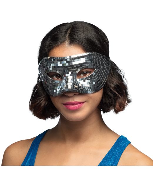 Disco Sølv halv maske