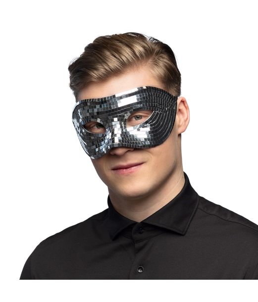 Disco Sølv halv maske