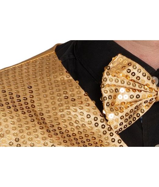 Guld pailletvest og butterfly M