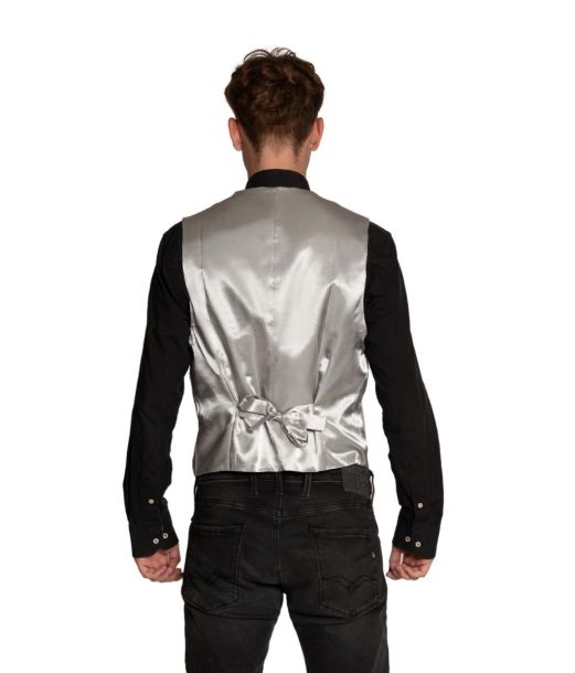 Sølv pailletvest og butterfly L